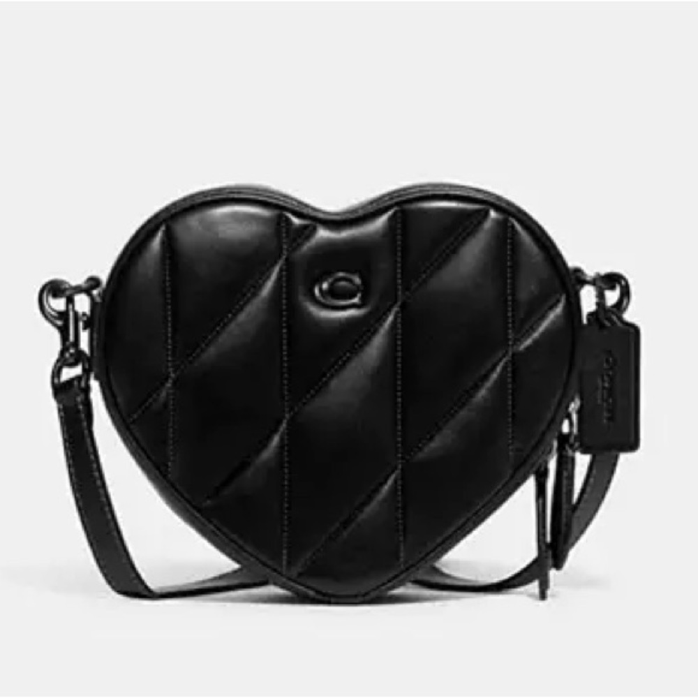 New Coach Quilted Heart Leather Crossbody Bag